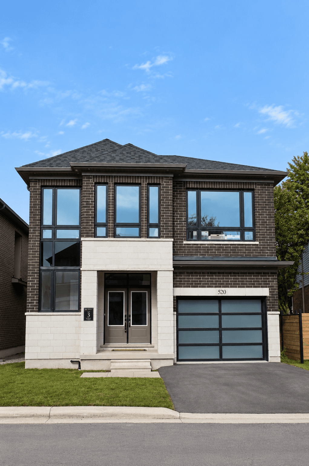 Front exterior of 520 Markay Common — The Bateman, Elevation C, Lot 3, Bellview by the Lake, Burlington